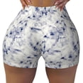 thumbnail image 1 of Kdxio Indigo Tie Dye Print Workout Shorts for Women Seamless Soft Smooth Gym Yoga Scrunch Active Shorts, 1 of 5