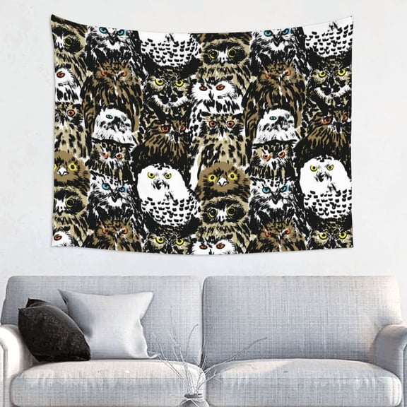 Kdxio Ink Graffiti Owl Wall Hanging Tapestries Banner For Bedroom College Dorm Home Living Room Party Decor 29X37 In
