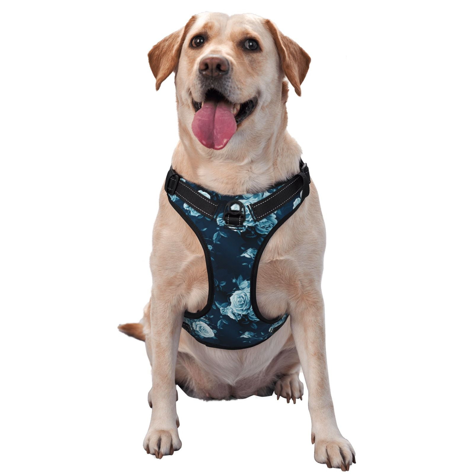 Kdxio Ink Rose Print No Pull Dog Harness Adjustable Reflective Oxford Easy Control Medium Large Dog Harness for Training and Everyday-Medium
