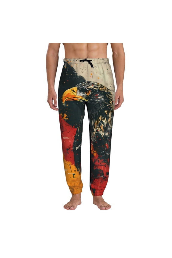 Ink Style Bald Eagle Pattern Joggers,Sweatpants for Men with Pockets-Small