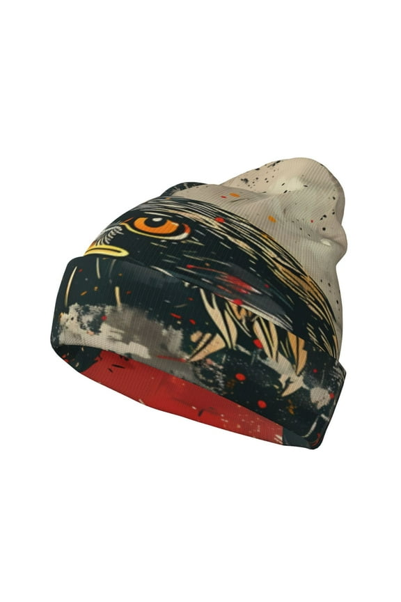 Ink Style Bald Eagle Winter Beanie for Men Women Beanie Knit Hat Cuffed Cap Beanie Knit Chunky Snow Cap