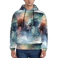 thumbnail image 1 of Kdxio Ink Style Wave Dragon Print Mens Casual Hooded Collar Drawstring Hoodies Pullover Sweatshirts Casual Long Sleeve Shirts-Medium, 1 of 7