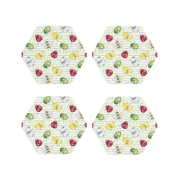 Kdxio Insects Funny Coasters,4 Pcs Leather Coasters,Housewarming Gifts,Protect Furniture from Water Marks Scratch and Damage