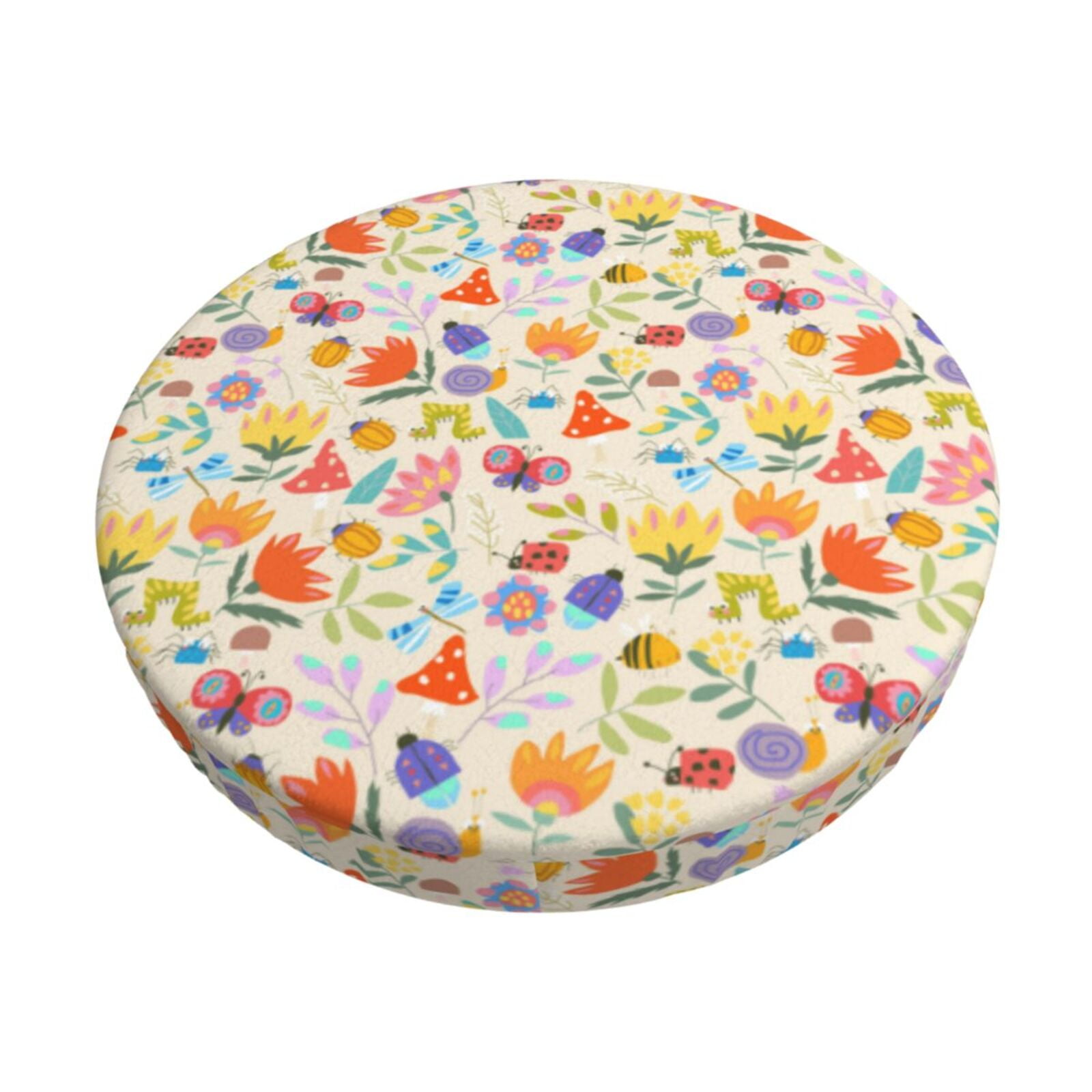 Kdxio Insects In Plants Print Stool Covers Round,Stretch Round Bar ...