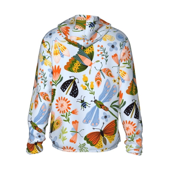 Kdxio Insects and Flowers Print Women Men Sun Protection UPF 50+ Jackets Zip Up Long Sleeve Hoodie Hiking Lightweight with Pockets