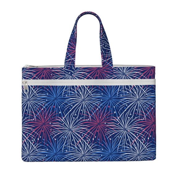 Kdxio Ireworks In The Night Sky File Tote Document Bag Business Briefcase Bag Document Organizer Tote Briefcase for Letter A4 Files Business Teacher Office Bag