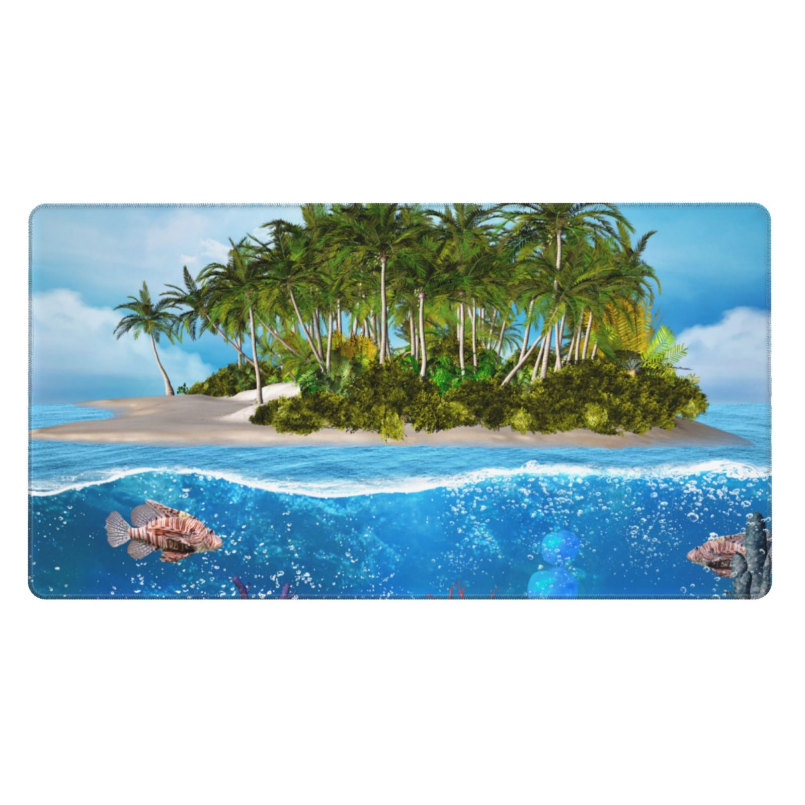 Kdxio Island And Coral Reef Print Large Gaming Mouse Pad,Non-Slip Base,Water Resist Keyboard Pad for Gamer,Office & Home,29.5 x 15.8 in
