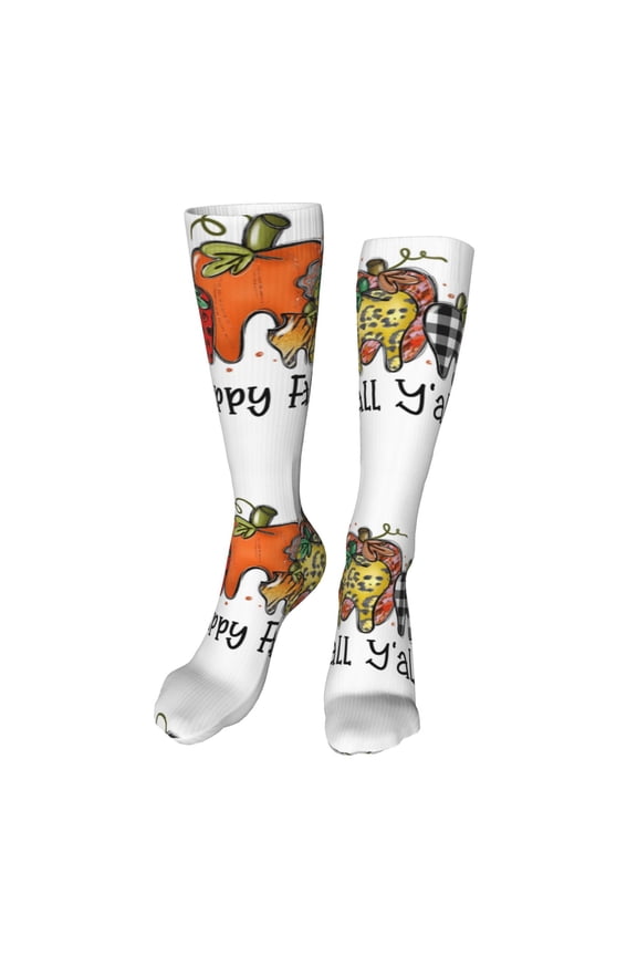 It'S Fall Y'All Funny Silky Novelty Funky Long Knee High Socks Soft 3D Print Cosplay Crazy Stockings for Men Women