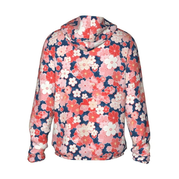 Kdxio Japanese Cherry Blossoms Print Women Men Sun Protection UPF 50+ Jackets Zip Up Long Sleeve Hoodie Hiking Lightweight with Pockets