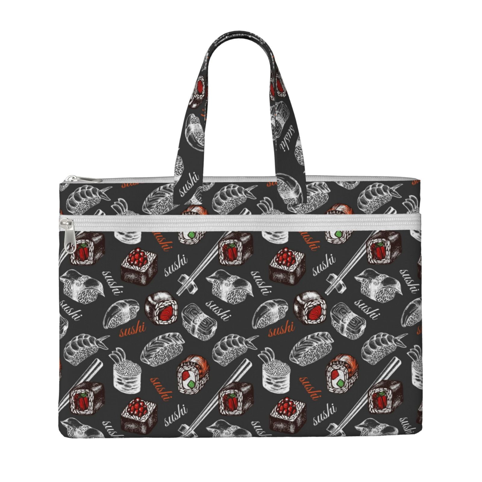 Kdxio Japanese Sushi Hashi File Tote Document Bag Business Briefcase Bag Document Organizer Tote Briefcase for Letter A4 Files Business Teacher Office Bag