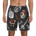 thumbnail image 1 of Kdxio Japanese Sushi Hashi Print Men'S Swim Trunks With Compression Liner 7 Inch Inseam Quick Dry Swim Shorts, 1 of 7