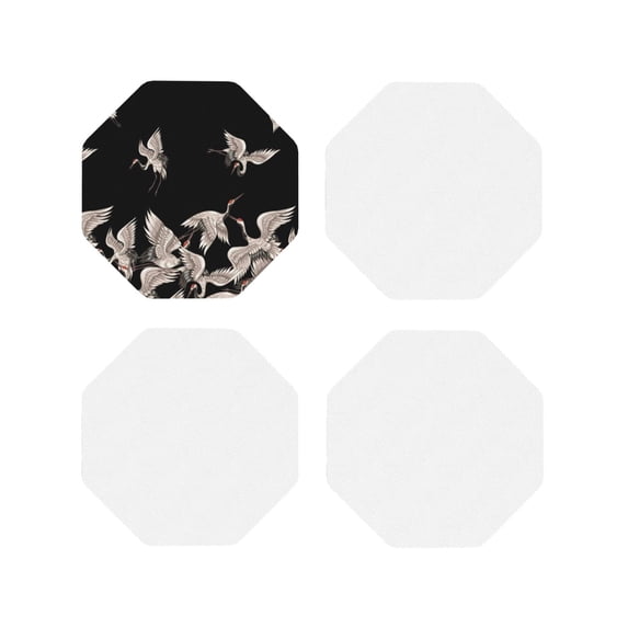 Kdxio Japanese White Crane Funny Coasters,4 Pcs Leather Coasters,Housewarming Gifts,Protect Furniture From Water Marks Scratch And Damage