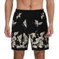 thumbnail image 1 of Kdxio Japanese White Crane Print Men'S Swim Trunks With Compression Liner 7 Inch Inseam Quick Dry Swim Shorts, 1 of 7