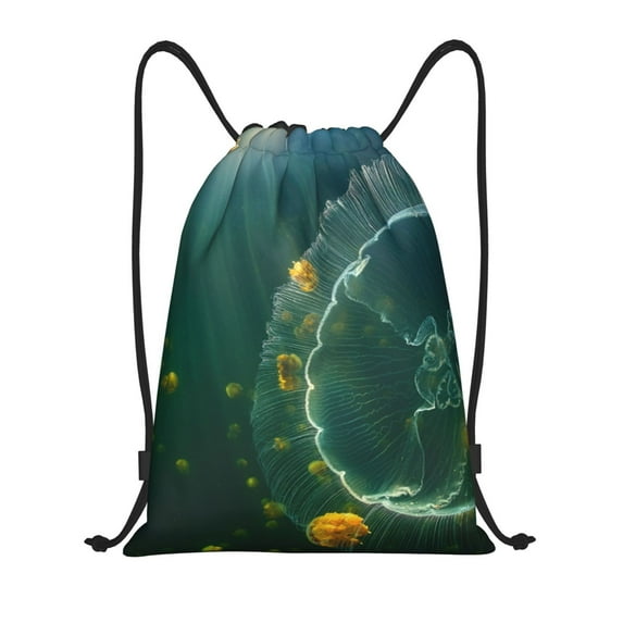 Kdxio Jelly Fish Print Drawstring Backpack Bag,Waterproof Draw String Back Sack, Gym Drawstring Bags Swim Bag For Unisex