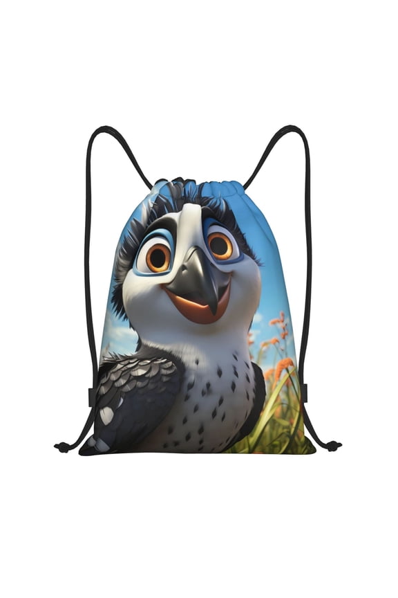 Joyful Animated Bird Print Drawstring Backpack Bag,Waterproof Draw String Back Sack, Gym Drawstring Bags Swim Bag For Unisex
