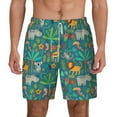 thumbnail image 1 of Kdxio Jungle Animals Print Men'S Swim Trunks With Compression Liner 7 Inch Inseam Quick Dry Swim Shorts, 1 of 7