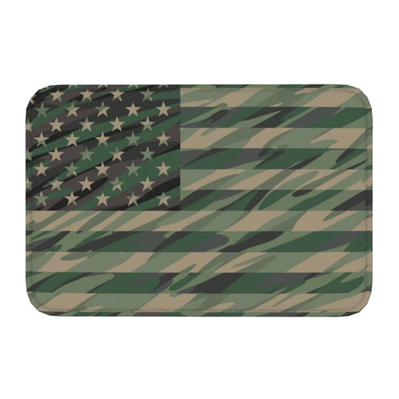 Kdxio Jungle Green Camo USA Flag,16" x 24", Non-Slip Front Door Mats,Outdoor Welcome Mat Washable