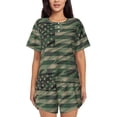 thumbnail image 1 of Kdxio Jungle Green Camo USA Flag Print Pajamas Sets for Women Short-Sleeved Pjs with Lounge Shorts Two Piece Sleepwear S-4XL, 1 of 8