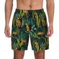 thumbnail image 1 of Kdxio Jungle Leopard Yellow Print Men's Swim Trunks with Compression Liner 7 Inch Inseam Quick Dry Swim Shorts, 1 of 7