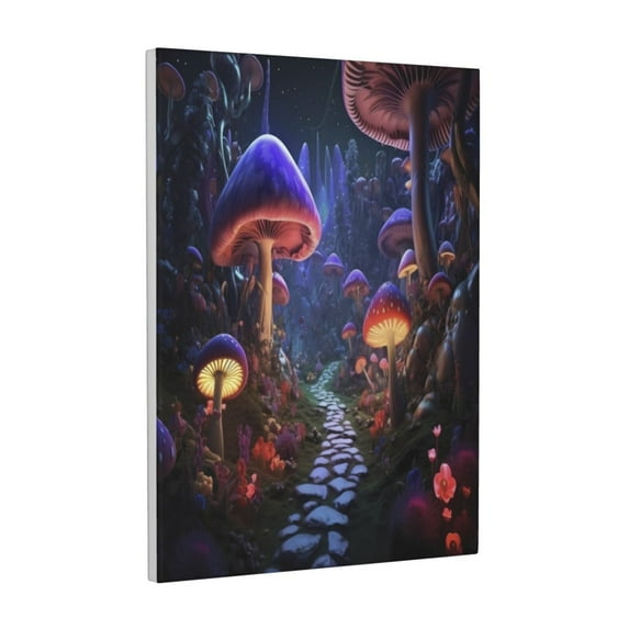 Kdxio Jungle Path Glowing Mushrooms Pattern Canvas Wall Art 12x16 Inches - Waterproof HD Print Solid Wood Frame for Living Room & Bathroom,Vertical