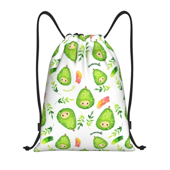 Kdxio Kawaii Avocado Print Drawstring Backpack Bag,Waterproof Draw String Back Sack, Gym Drawstring Bags Swim Bag For Unisex