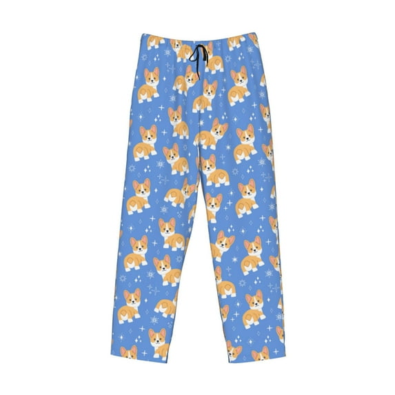 Kdxio Kawaii Corgi Print Men's Sleep Pajama Pant Lounge Pants with Pockets