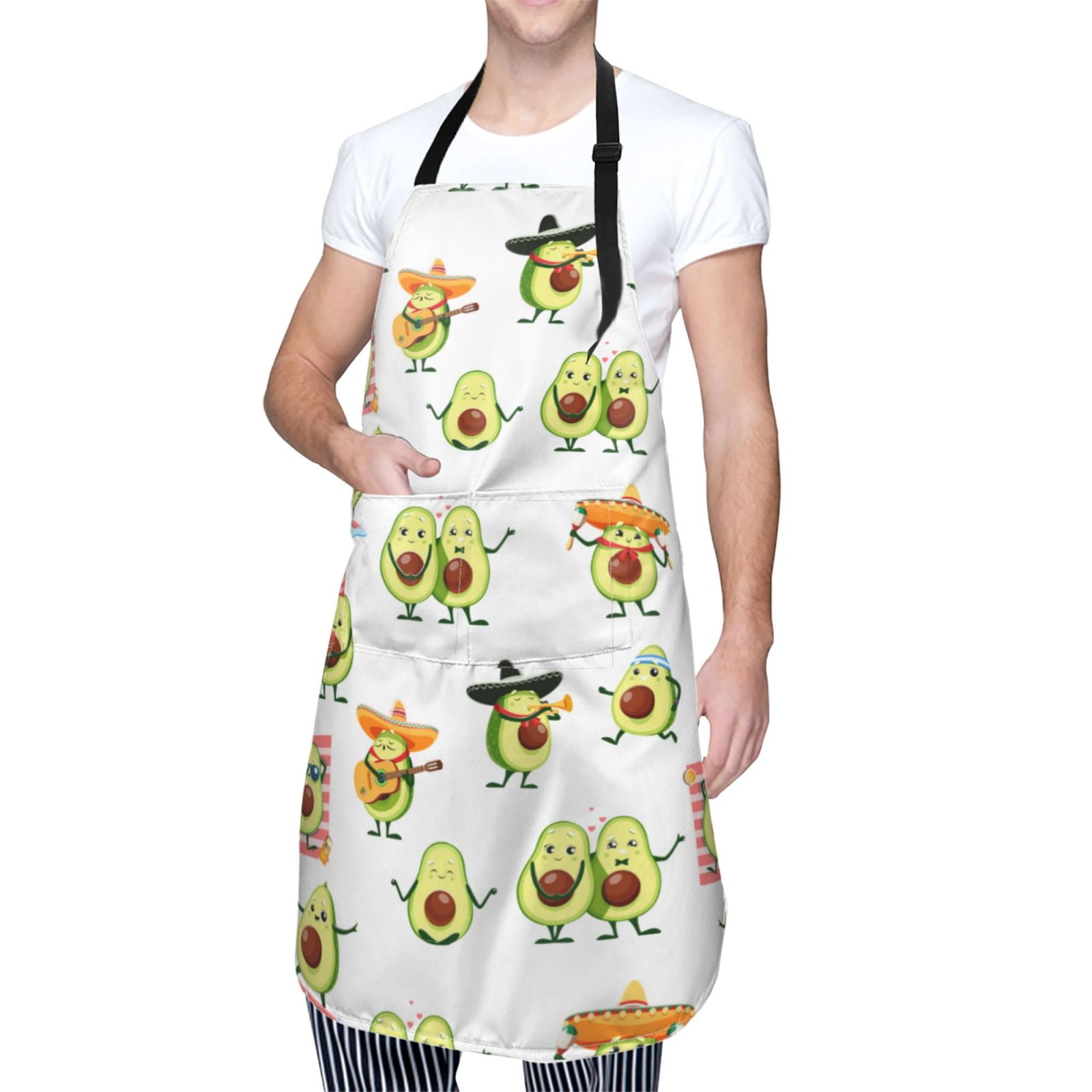 Kdxio Kawaii Mexican Avocado Apron with Pockets Adjustable Kitchen Aprons for Men Women Waterproof Aprons for Cooking,Drawing,Crafting, Baking Household Cleaning