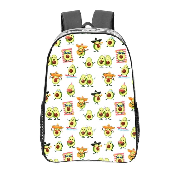 Kdxio Kawaii Mexican Avocado Clear Backpack, Transparent Bookbag for School for Women Men, Capacity Clear Bag for College, Travel