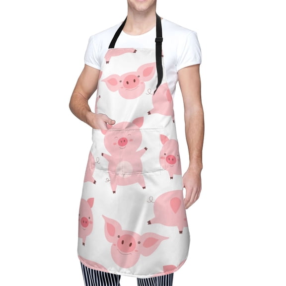 Kdxio Kawaii Pigs Apron with Pockets Adjustable Kitchen Aprons for Men Women Waterproof Aprons for Cooking,Drawing,Crafting, Baking Household Cleaning
