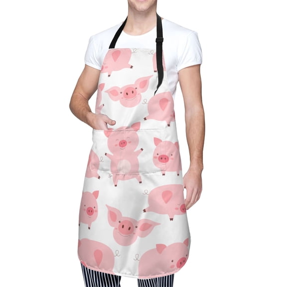 Kdxio Kawaii Pigs Apron with Pockets Adjustable Kitchen Aprons for Men Women Waterproof Aprons for Cooking,Drawing,Crafting, Baking Household Cleaning