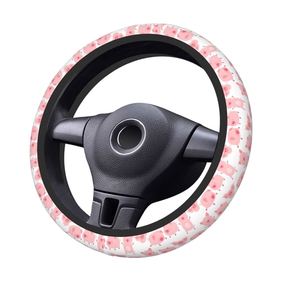 Kdxio Kawaii Pigs Print Elastic Stretch Steering Wheel Cover,Auto Steering Wheel Cover,15 Inch Anti-Slip,Warm in Winter and Cool in Summer,Fit Suvs,Vans Cars,Trucks