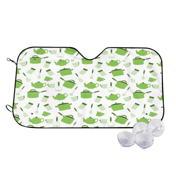 Kdxio Kitchen Utensiles Cooking Pots Print Windshield Sun Shade,UV Rays and Sun Heat Protection,Sunshade for Car Windshield,Car Shade Front Windshield - Medium