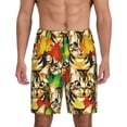 thumbnail image 1 of Kdxio Kittens With Maple Leaves Print Mens Sleep Shorts Bottoms Soft Comfy Pajama Wear Pants with Drawstring Pockets, 1 of 5