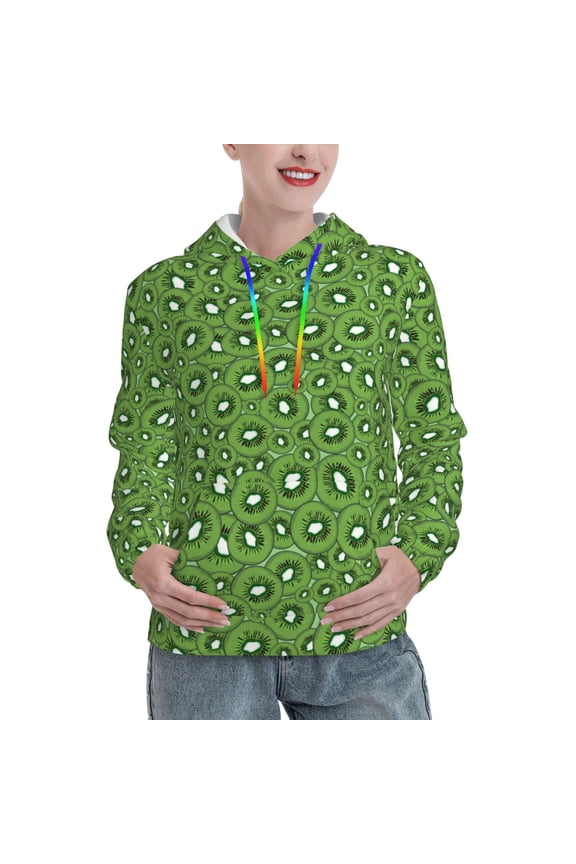 Kiwi Fruit Print Womens Oversized Hoodies Sweatshirts Hooded Pullover Tops Sweaters Casual-XX-Large