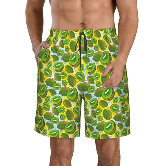 Kdxio Kiwi Fruits Summer Pattern Mens Casual Shorts - Drawstring Summer Beach Sports Shorts for Men