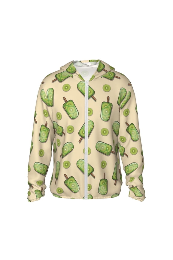 Kiwi Ice Cream Print Women Men Sun Protection UPF 50+ Jackets Zip Up Long Sleeve Hoodie Hiking Lightweight with Pockets