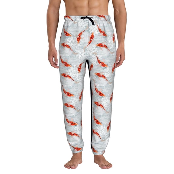 Kdxio Koi Fish Corals,Spring Summer Pattern Joggers,Sweatpants for Men with Pockets-Small