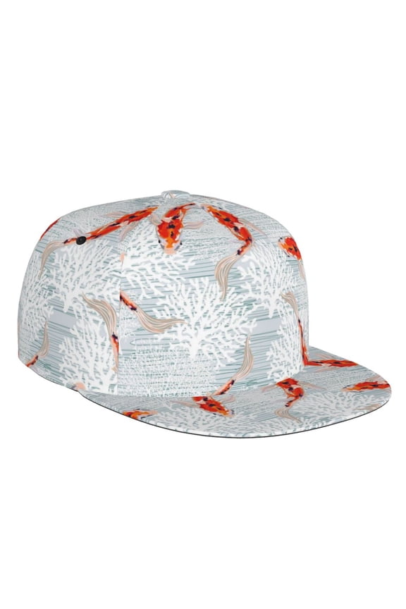 Koi Fish Corals,Spring Summer Print Snapback Hat for Men Women,Adjustable Baseball Cap