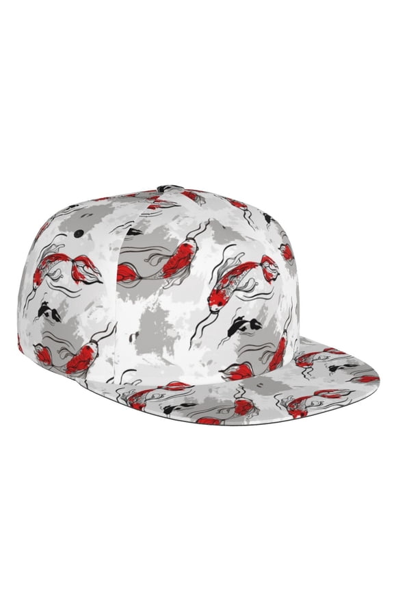 Koi Fish Print Snapback Hat for Men Women,Adjustable Baseball Cap
