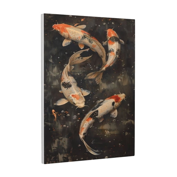 Kdxio Koi Fish Tranquility Pattern Canvas Wall Art 12x16 Inches - Waterproof HD Print Solid Wood Frame for Living Room & Bathroom,Vertical
