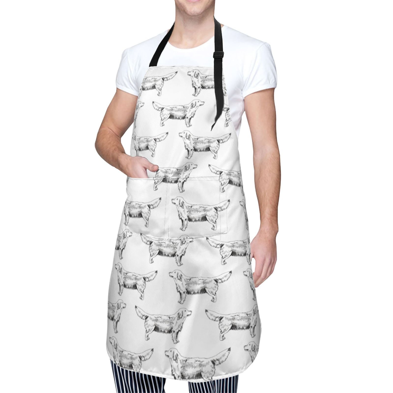 Kdxio Labrador Retriever Dog Apron with Pockets Adjustable Kitchen Aprons for Men Women Waterproof Aprons for Cooking,Drawing,Crafting, Baking Household Cleaning