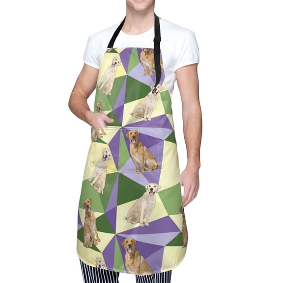 Kdxio Labrador Retriever Dog Apron with Pockets Adjustable Kitchen Aprons for Men Women Waterproof Aprons for Cooking,Drawing,Crafting, Baking Household Cleaning