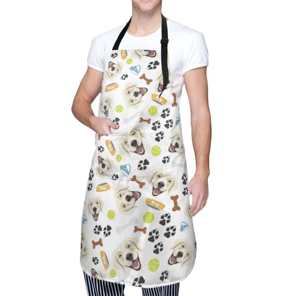Kdxio Labrador Retriever Dog Apron with Pockets Adjustable Kitchen Aprons for Men Women Waterproof Aprons for Cooking,Drawing,Crafting, Baking Household Cleaning