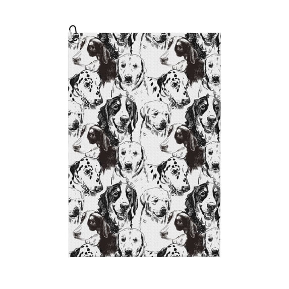 Kdxio Labrador Retriever Dog Pattern Golf Towel (24" X 16") with Carabiner Clip - The Convenient Golf Cleaning Towel