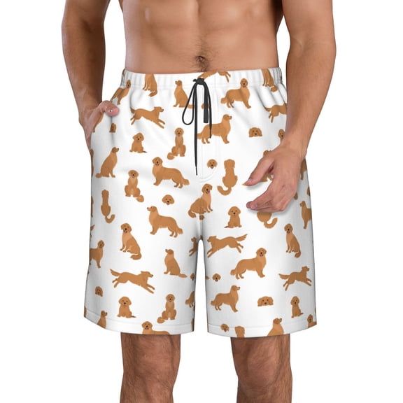 Kdxio Labrador Retriever Dog Pattern Mens Casual Shorts - Drawstring Summer Beach Sports Shorts for Men