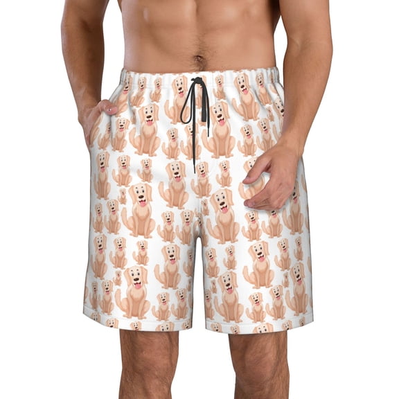 Kdxio Labrador Retriever Dog Pattern Mens Casual Shorts - Drawstring Summer Beach Sports Shorts for Men