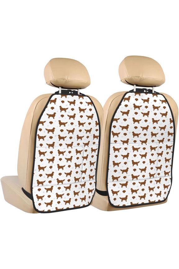 Labrador Retriever Dog Print 2 Pack Car Kick Mat Seat Cover Back Protector Mat with Pockets for Organizer Backseat Protector and Storage Anti Kick Pad for Vehicles