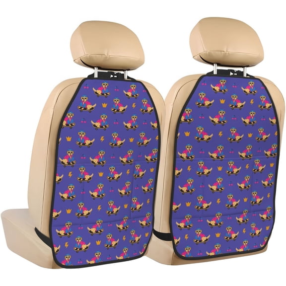 Kdxio Labrador Retriever Dog Print 2 Pack Car Kick Mat Seat Cover Back Protector Mat with Pockets for Organizer Backseat Protector and Storage Anti Kick Pad for Vehicles
