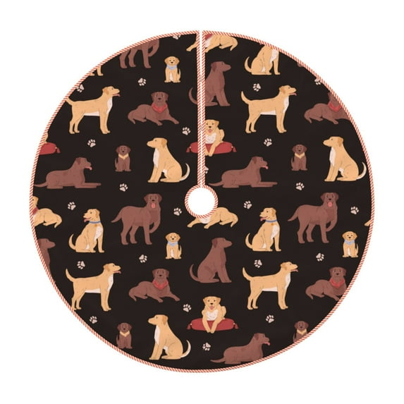Kdxio Labrador Retriever Dog Print Christmas Tree Skirt Christmas Xmas Tree Skirts Mat for New Year Holiday Christmas Party Decorations-30"