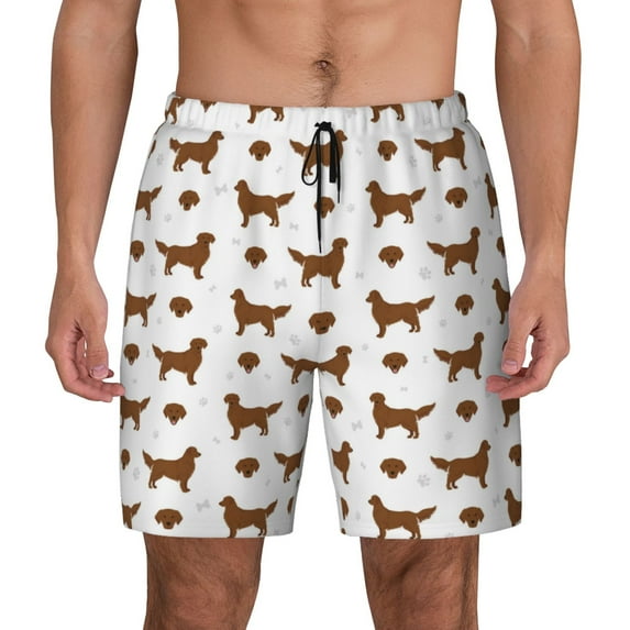 Kdxio Labrador Retriever Dog Print Men's Swim Trunks with Compression Liner 7 Inch Inseam Quick Dry Swim Shorts
